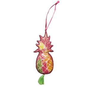 Colorful Pineapple Ornament Pink Yellow Green Sparkly Tropical Fringe